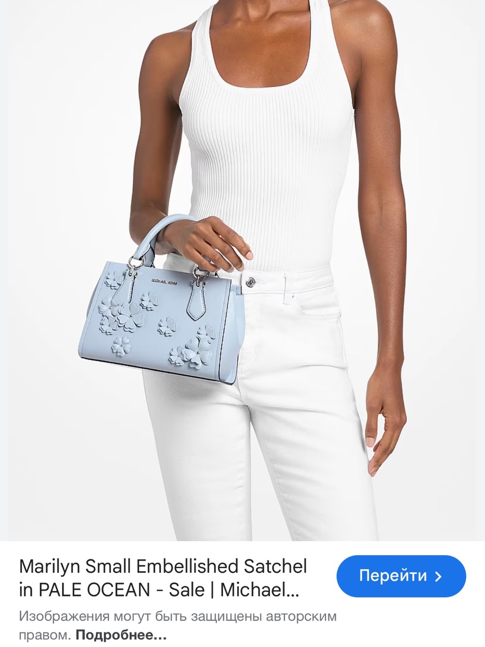 Michael Kors Marilyn Small Embellished Satchel Pale Ocean color - Picture 13 of 15